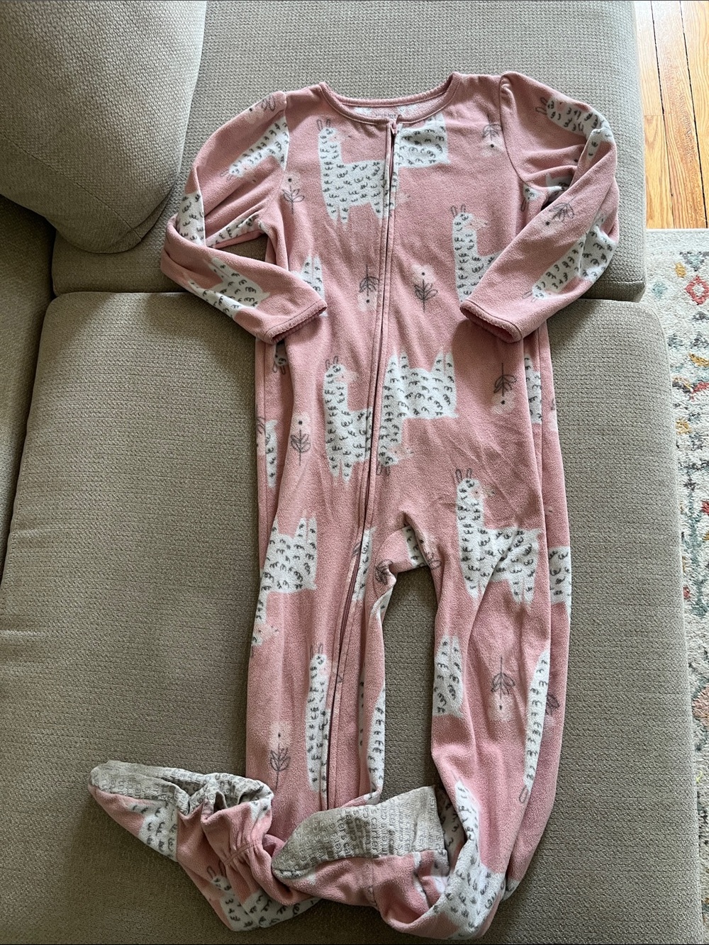 💙5 for $10💙 Simple joys Pink Llama Print Kids One-Piece Footed Pajamas 6